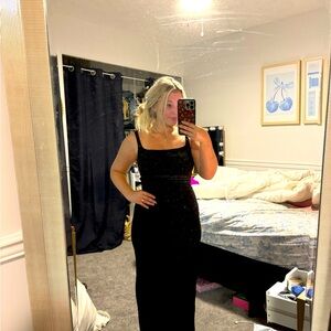 Reformation black ribbed maxi dress